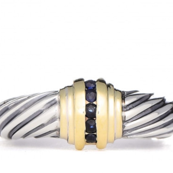 David Yurman Sterling/14K Gold & Sapphire Bracelet / Ring SET - Picture 7 of 9